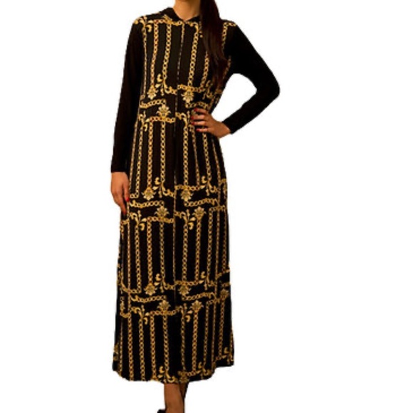 DEVORAH'S SECRET Modest Robe Front Zipper Hoodie Gold Chain - Picture 3 of 7